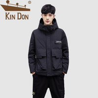 金盾（KIN DON）羽绒服 男2019冬季新款休闲百搭韩版潮流连帽工装加厚保暖外套 QT708-C815 黑色 L