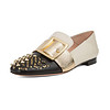 BALLY 巴利 女士黑色金色米白色拼接牛皮铆钉装饰便鞋 JANELLE-TOE STUDS/00 6225475 37