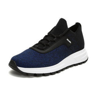 PRADA 普拉达 男士黑色靛蓝色织物PRAX 01运动鞋 4E3393 3KLC F0T5R 7.5/41.5码