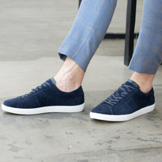 京东京造 板鞋男休闲反绒牛皮滑板鞋舒适透气耐磨 藏蓝色 43