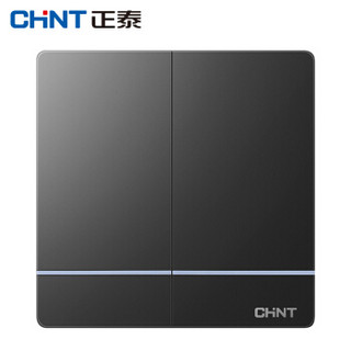 正泰（CHNT）NEW2 L00306 86型灰色暗装开关插座面板 二开单控16A