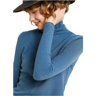 BANDALY 2019秋季新品女装高领毛衣女堆堆领针织打底衫短款套头宽松长袖毛衫 GZHB999497 雾蓝 XL