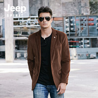 吉普 JEEP 休闲西服男2019春秋季新款中青年男士外套商务宽松百搭西装品牌男装 XY0050 咖啡色 XL