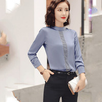 MAX WAY 女装2019新款秋季衬衫女工作服正装职业修身衬衣女装OL NYml155 天蓝衬衫 S