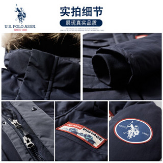 U.S. POLO ASSN. 羽绒服男2019秋冬新款韩版中长款加厚连帽保暖男装外套羽绒服大衣 6194117031 卡其 3XL