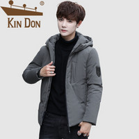 金盾（KIN DON）羽绒服 男2019冬季新款休闲百搭韩版潮流连帽短款加厚保暖外套 A037-YZ005 灰色 2XL