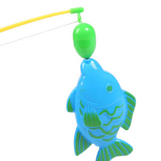 爸爸妈妈（babamama）钓鱼玩具 钓鱼池儿童早教益智玩具 带磁性可装水带充气床收纳筐 蓝色 B3010（定制）
