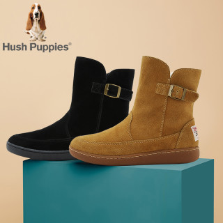 Hush Puppies 暇步士 冬季金属扣简约平底女休闲靴短靴R1K04DZ8