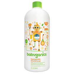 甘尼克宝贝(BabyGanics) 泡沫型奶瓶餐具清洁液补充装 宝宝奶瓶清洁剂(柑橘)946ml