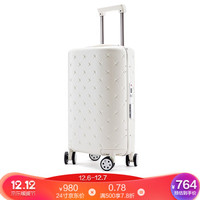 CCS铝框拉杆箱万向轮行李箱男女旅行箱登机箱 纯洁白 24英寸