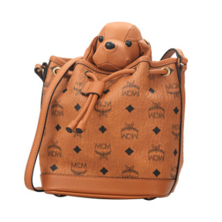 商品mcm 女士棕色小狗摆件抽绳式水桶包单肩包斜挎包 myz8axl46co001
