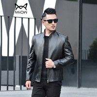 猫人(MiiOW)绵羊皮衣 男士时尚潮流绵羊皮夹克外套5017-1523黑色L