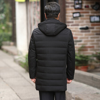 恒源祥羽绒服男士冬季新款修身90%白鸭绒加厚保暖外套 黑色 S(165/84A)