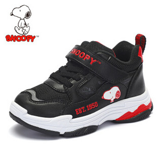 史努比（SNOOPY）童鞋男童运动鞋 冬季新品加棉保暖儿童棉鞋 S8142772黑色36