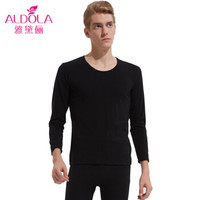 雅黛俪保暖内衣男女士圆领棉质基础薄款情侣纯色秋衣秋裤套装DYL81306 男款 黑色 XL