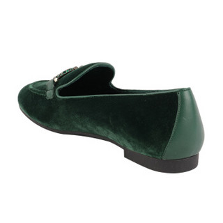 Salvatore Ferragamo 菲拉格慕 经典款女士Gancini系列深橄榄绿色织物/羊皮革莫卡辛鞋 0715312_1D _ 75