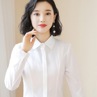 米兰茵（MILANYIN）女装 2019新款秋季衬衫女工作服正装职业修身衬衣女装OL NYml163 白色衬衫 M