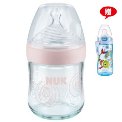 NUK自然母感超宽口径奶瓶配防胀气硅胶奶嘴 粉红色 (0-6个月)中号奶嘴 *2件