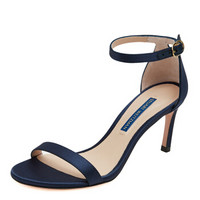 STUART WEITZMAN 斯图尔特·韦茨曼 女士海军蓝绸缎高跟凉鞋 NUNAKEDSTRAIGHT 60 NAVY SATIN 37