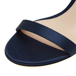 STUART WEITZMAN 斯图尔特·韦茨曼 女士海军蓝绸缎高跟凉鞋 NUNAKEDSTRAIGHT 60 NAVY SATIN 37