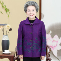 俞兆林 2019秋季新款中老年女装外套妈妈装奶奶薄款上衣老太太衣服YTWT197423紫色XL
