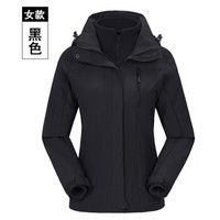 仙丫 2019秋季新款女装新品短外套女工作服透气登山服防风保暖两件套冲锋衣 AAAZJDX01 J1509黑色-女款 S