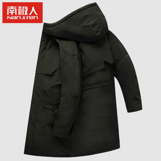 南极人羽绒服男2019冬季新品纯色简约中长款男士连帽保暖羽绒外套NFF1949700 深灰色 2XL