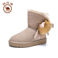 骆驼 CAMEL牌 雪地靴女时尚甜美舒适保暖套筒厚底 W84519500 卡其 39/245码