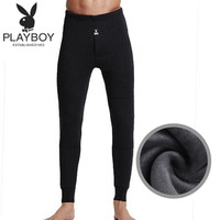 花花公子保暖裤男加厚加绒护膝男士保暖单裤收口棉冬秋裤打底 8316-3黑色L