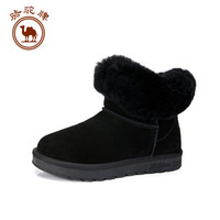 骆驼 CAMEL牌 雪地靴女皮毛一体短筒加厚保暖防滑 W84502500 黑色 35/225码