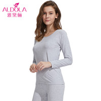 雅黛俪保暖内衣男女士圆领棉质基础薄款情侣纯色秋衣秋裤套装DYL81305 女款 浅灰 XXL