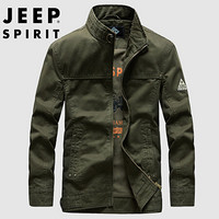 JEEPSPIRIT 吉普  2018新款男装春秋外套男宽松商务休闲薄青年男士夹克 WGQ046 军绿色 3XL