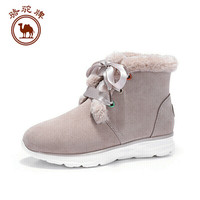 骆驼 CAMEL牌 雪地靴女皮毛一体保暖加绒圆头防滑系带 W84275505 米红 36/230码