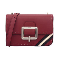 BALLY 巴利  JANELLE系列女士暗红色光面小牛皮单肩斜挎包 JANELLE BAG TR 26 6227163