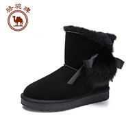 骆驼 CAMEL牌 雪地靴女时尚甜美舒适保暖套筒厚底 W84519500 黑色 36/230码