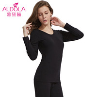 雅黛俪保暖内衣男女士圆领棉质基础薄款情侣纯色秋衣秋裤套装DYL81305 女款 黑色 XXL