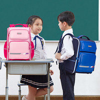 卡拉羊小学生书包男女孩儿童书包1-3-5年级减负双肩包一体式可打开学院风背包CX2746宝蓝