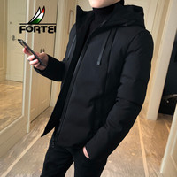 富铤 FORTEI 棉衣男装冬季新款棉服男士加厚连帽保暖棉袄韩版时尚休闲外套防风衣服 ALG1758 黑色 XL