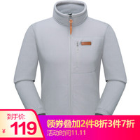 ALPINT MOUNTAIN 抓绒衣男女 秋冬户外冲锋衣内胆 情侣款保暖摇粒绒开衫外套 650-416 灰白 男 M