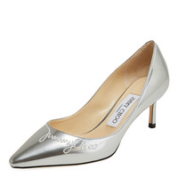JIMMY CHOO 周仰杰 女士ROMY 60系列银色牛皮高跟鞋 ROMY 60 JCM 194 SILVER/WHITE 35.5