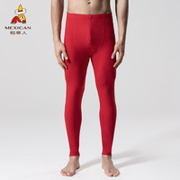 稻草人秋裤男薄款棉毛裤男士打底裤衬裤线裤春秋冬季紧身保暖裤 AH900M9 中国红 XXXL