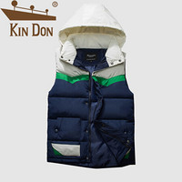 金盾（KIN DON）马甲 男2019冬季新款百搭韩版潮流连帽撞色保暖情侣同款外套 A076-1- M8858 拼接深蓝色 女S