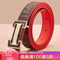 马莎兰缇（MashaLanti）皮带女复古装百搭腰带女时尚工扣女士细腰裤带 金色款