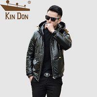 金盾（KIN DON）羽绒服 男2019冬季新款休闲百搭韩版亮面加厚保暖外套 QT2009-Y159-2 黑色 3XL