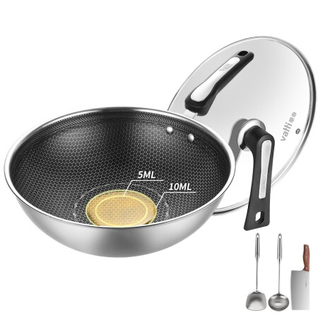 京东plus会员华帝304不锈钢炒锅不粘锅健康炒菜锅