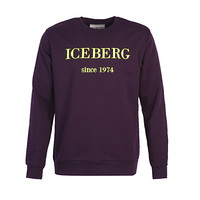 ICEBERG冰山 19秋冬新款 男士紫色棉质字母图案圆领卫衣19II1P0 E050 6330 7656 XXL码