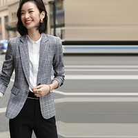 薇图（vitto）女装 2019韩版一粒扣西装女长袖职业工作服正装女装时尚西装通勤装 QDvt204 外套 S