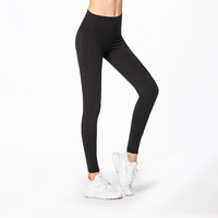 普为特POVIT 瑜伽服裤高腰弹力显瘦紧身速干透气运动健身九分长裤厚款 黑色L码 P-811