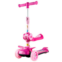 迪士尼(Disney)儿童滑板车1-2-3-6岁二合一小孩可坐滑板车加宽闪光轮可折叠滑板车 粉色公主
