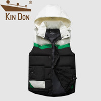 金盾（KIN DON）马甲 男2019冬季新款百搭韩版潮流连帽撞色保暖情侣同款外套 A076-1- M8858 拼接黑色 男4XL